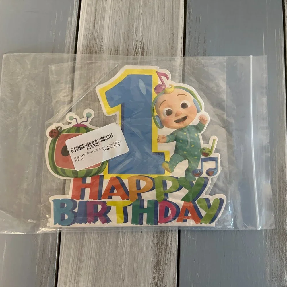NIP! Large Cake Topper Baby's First 1st Birthday Happy. Too Cute!!